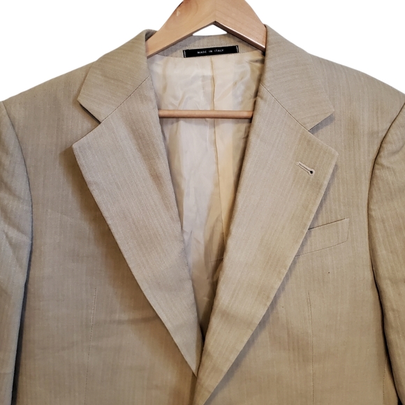Armani Collezioni 40R Tan Linen Pinstriped Sport Coat - Picture 2 of 10